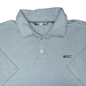 Black Clover Polo Shirt Mens XL Blue Green Micro Pattern Live Lucky Golf Top